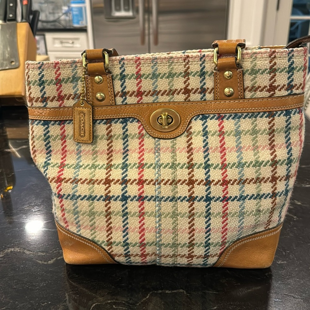Vintage coach plaid shoulder bag